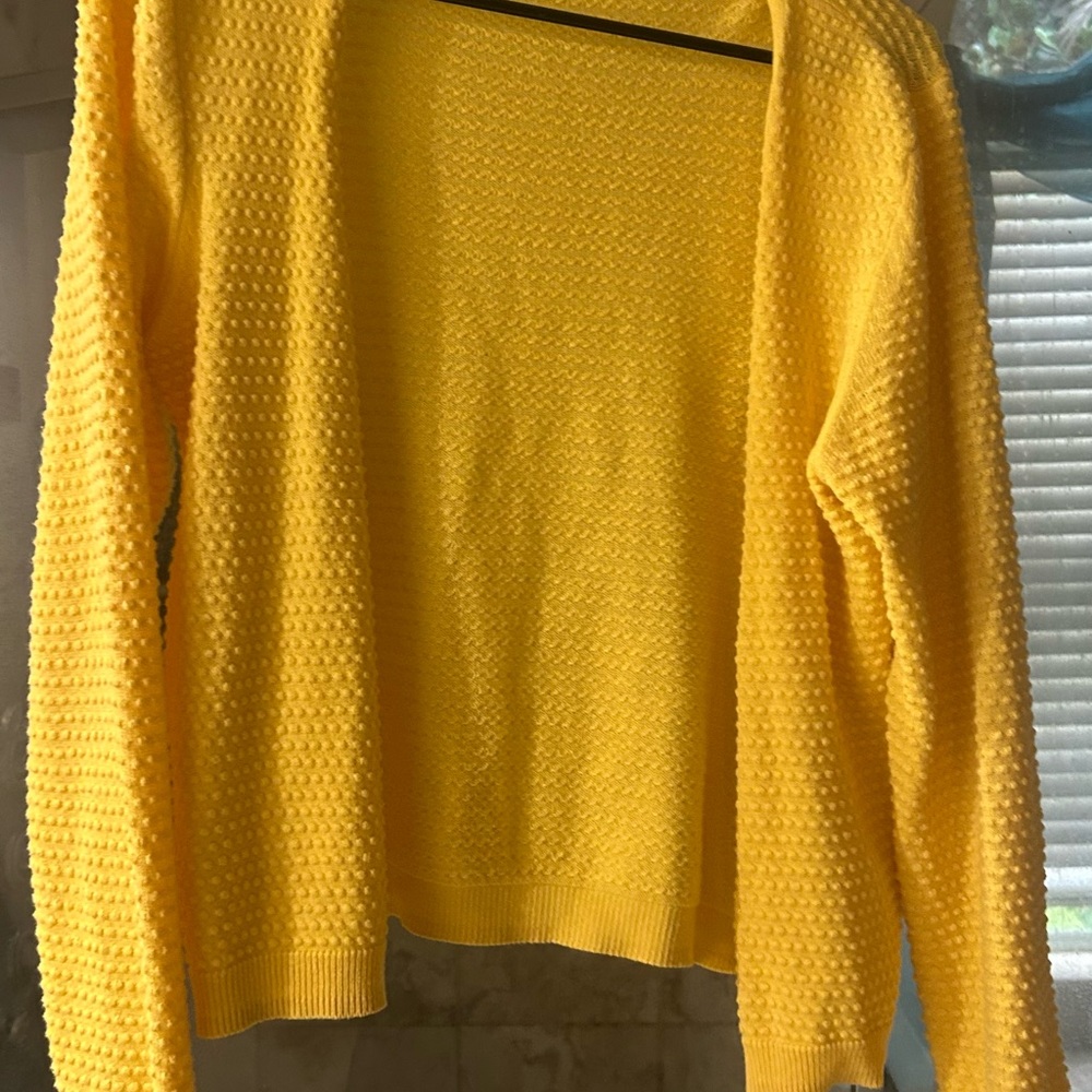 Draper James Yellow Open-Front Textured Cardigan